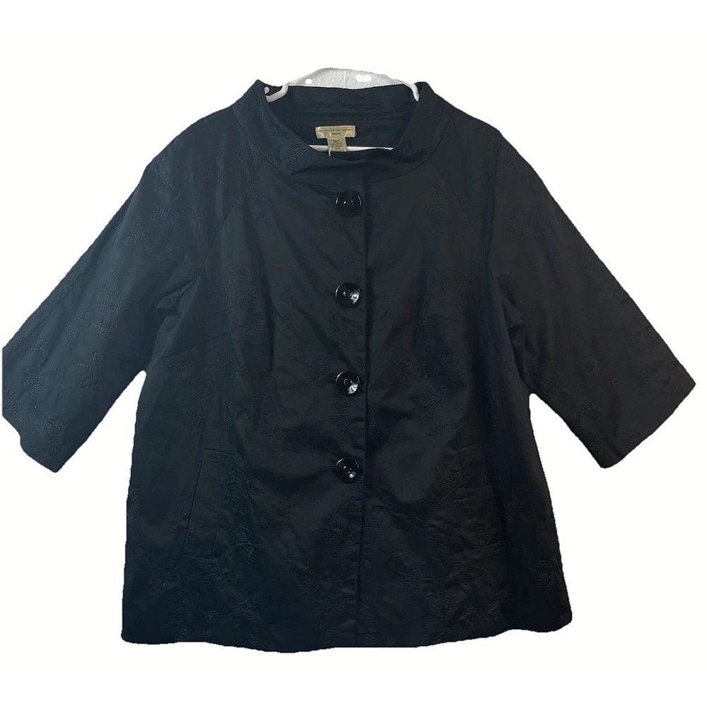 e.col.o.gie Women's Dress Jacket Blazer‎ 1X Embroidered Two-Lined Black